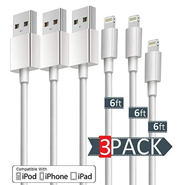 3 Pack 6FT+6FT+6FT Fast Speed Data Cable Line USB Charger Cable Gaming Charging Cable Cord Compatible with iPhone 5/6/7/8/X MAX XS iPad and iPod White The Universal Serial Bus Company AEZO Phone Charger Cable 